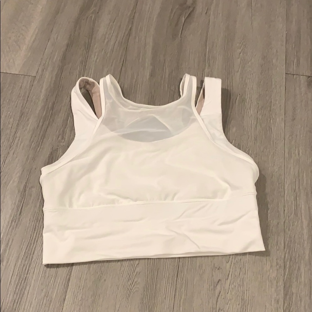 Crop white mesh bra
